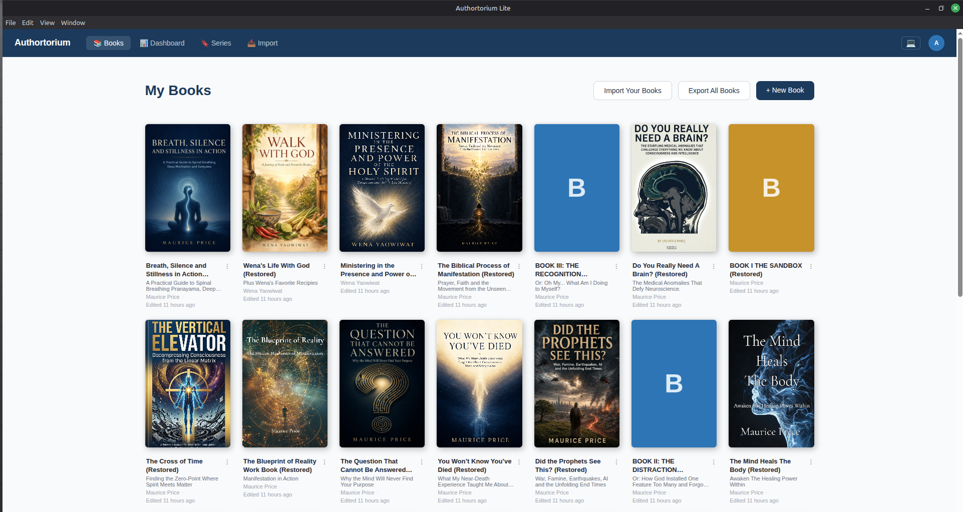 Every book you're writing, in one shelf